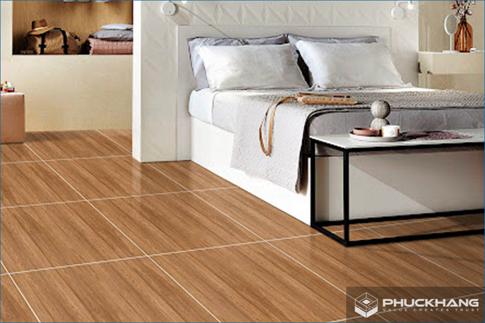 gạch lát nền phòng ngủ giả gỗ