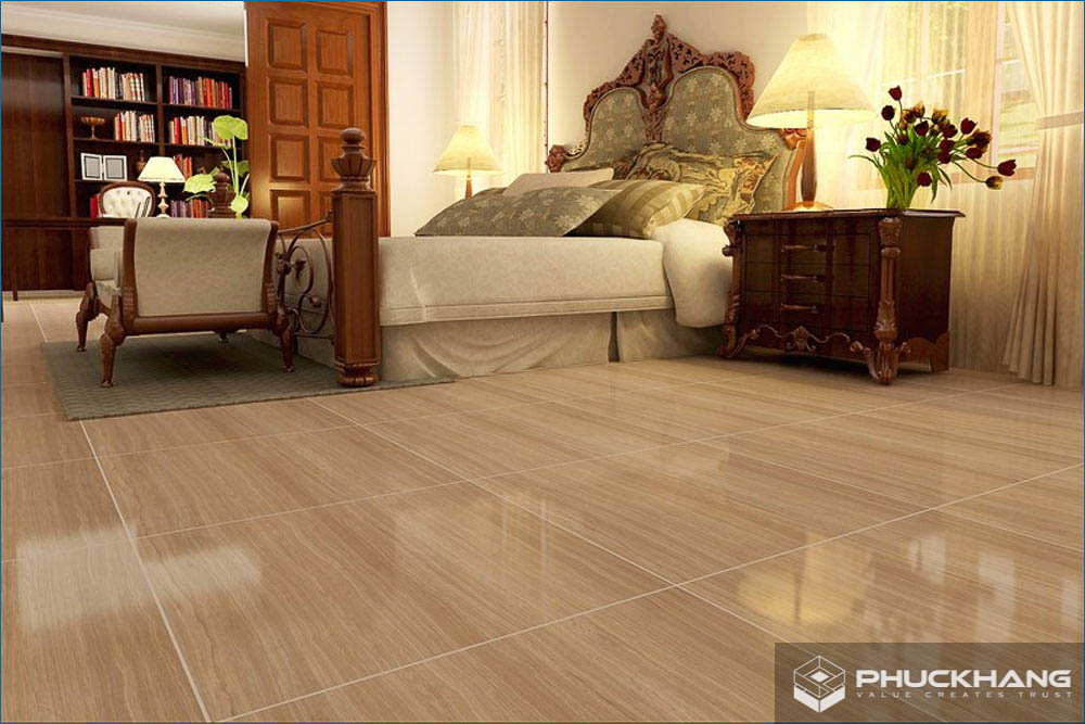 gạch lát nền phòng ngủ giả gỗ