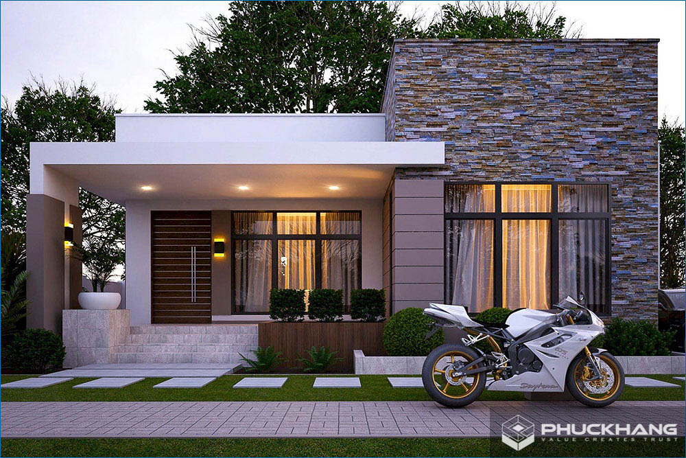 Mẫu mặt tiền nhà cấp 4 hiện đại