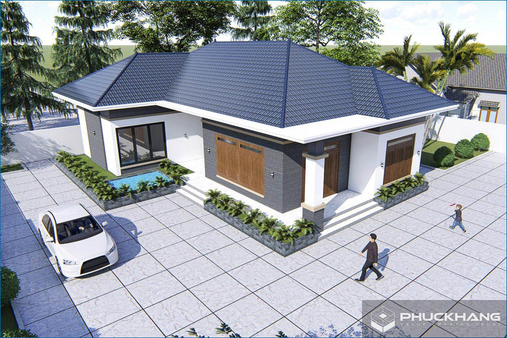 Mẫu mặt tiền nhà cấp 4 tân cổ điển
