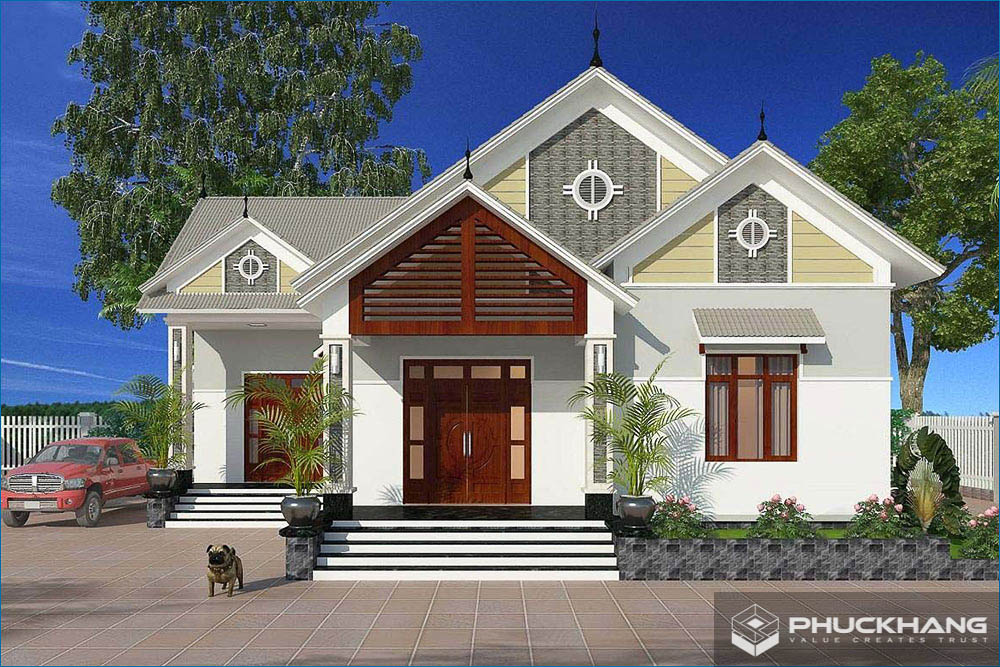 Mẫu mặt tiền nhà cấp 4 tân cổ điển
