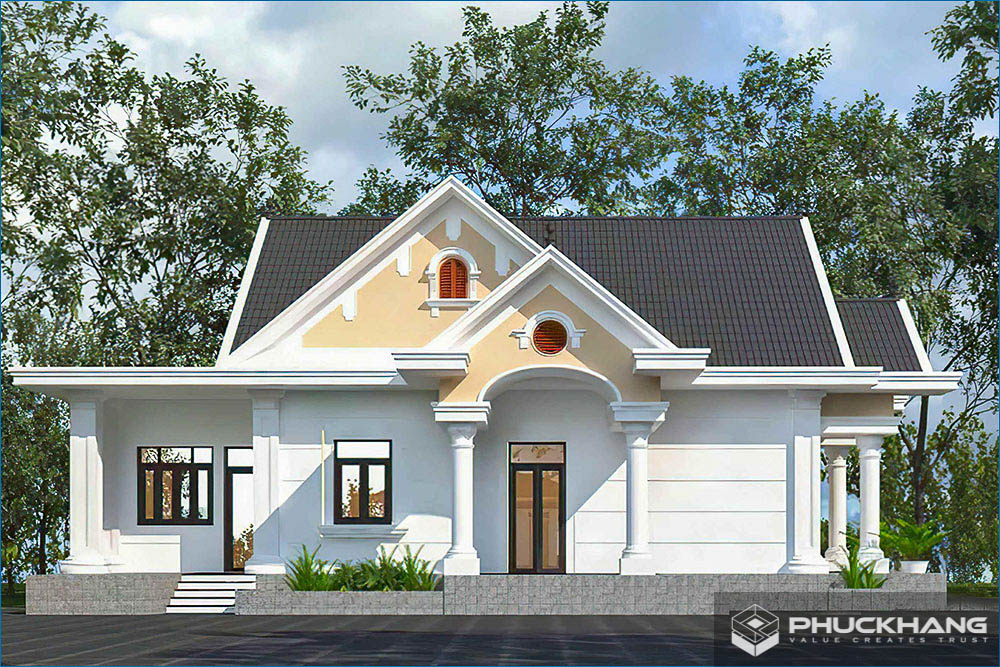 Mẫu mặt tiền nhà cấp 4 tân cổ điển