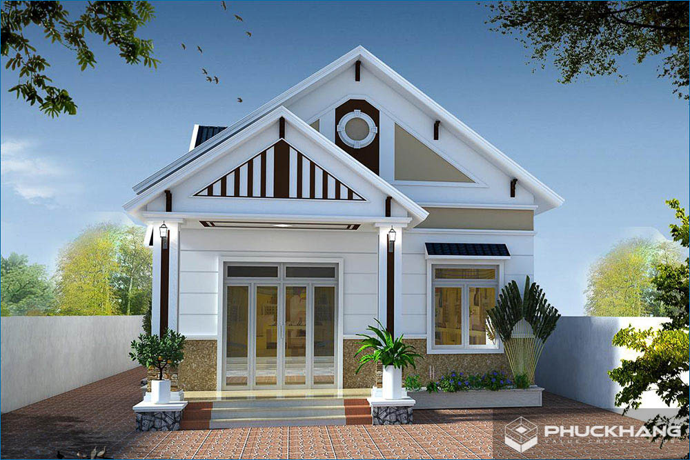Mẫu mặt tiền nhà cấp 4 tân cổ điển