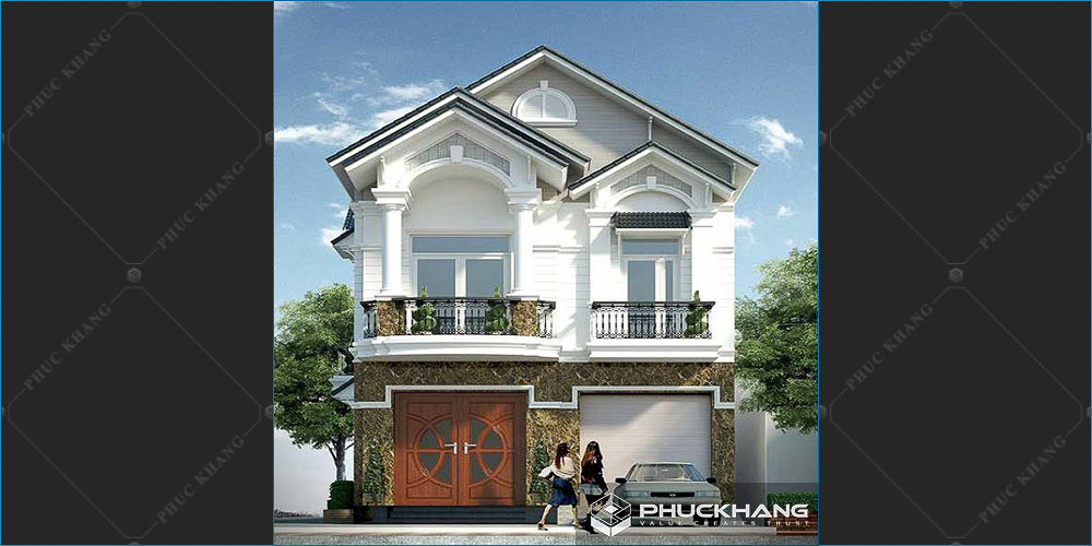 mẫu nhà 2 tầng 1 tum mái thái đẹp