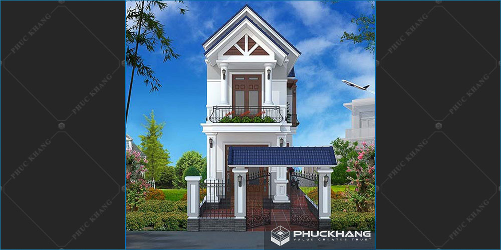 mẫu nhà mái thái 2 tầng mặt tiền 5m