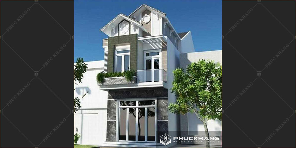 mẫu nhà mái thái 2 tầng mặt tiền 5m