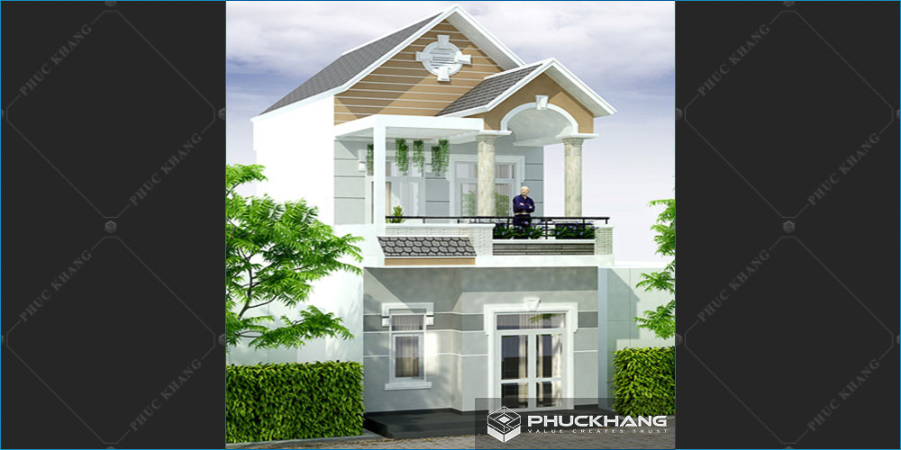 mẫu nhà mái thái 2 tầng mặt tiền 5m