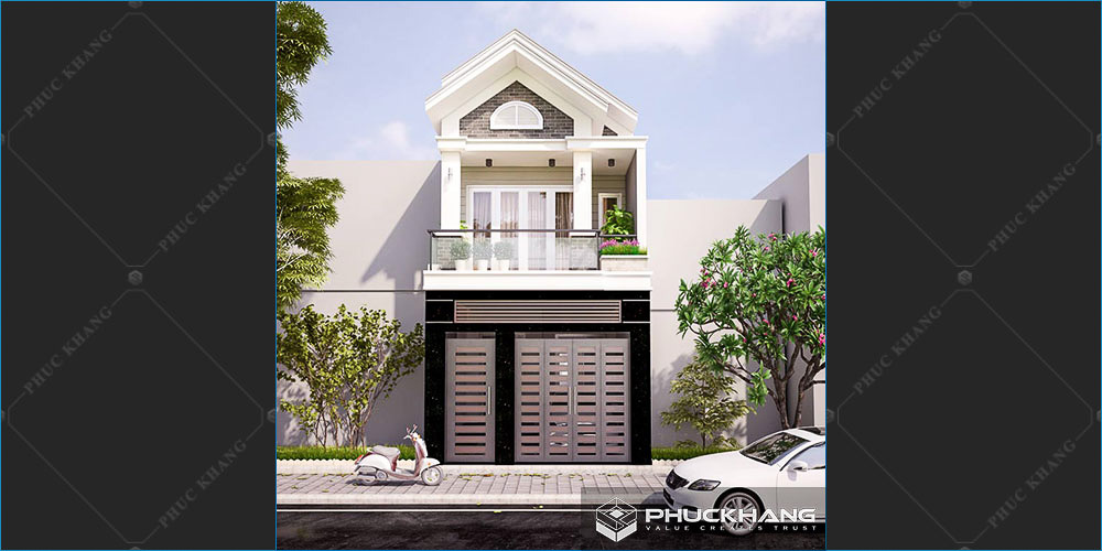 mẫu nhà mái thái 2 tầng mặt tiền 5m