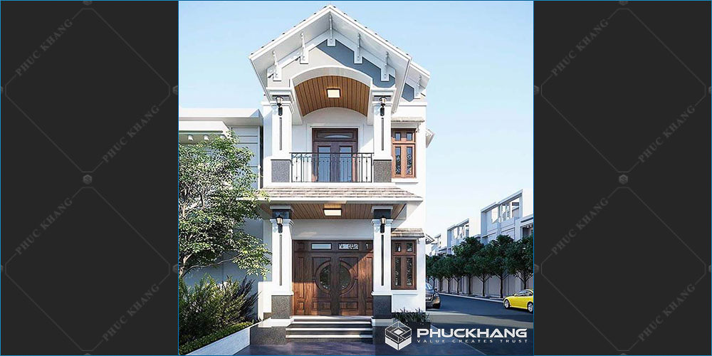 mẫu nhà mái thái 2 tầng mặt tiền 5m