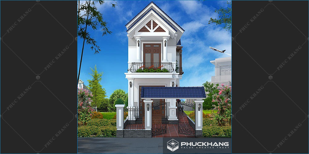 mẫu nhà 2 tầng mái thái ở nông thôn