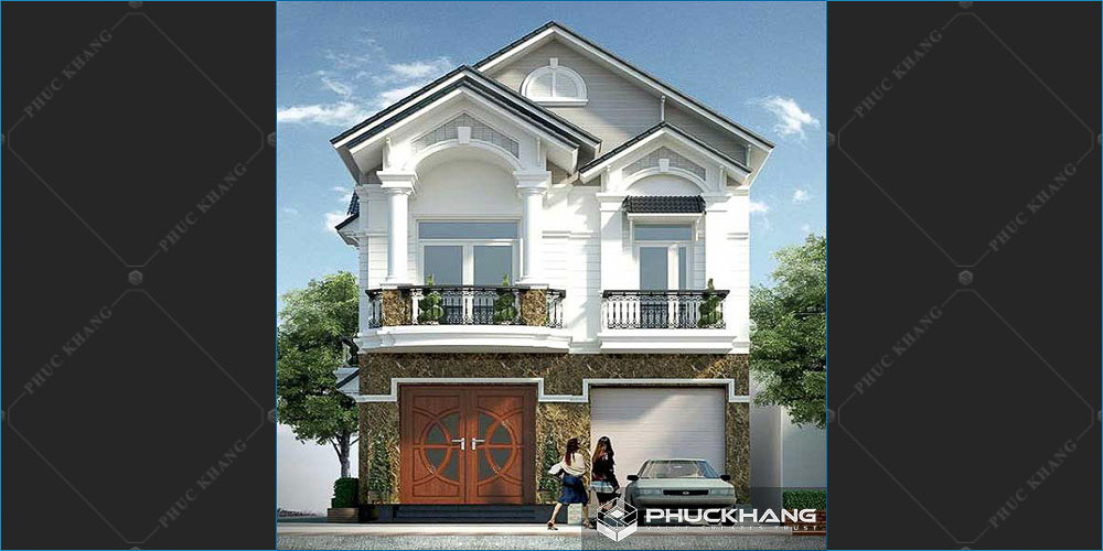 mẫu nhà mái thái 2 tầng ở nông thôn