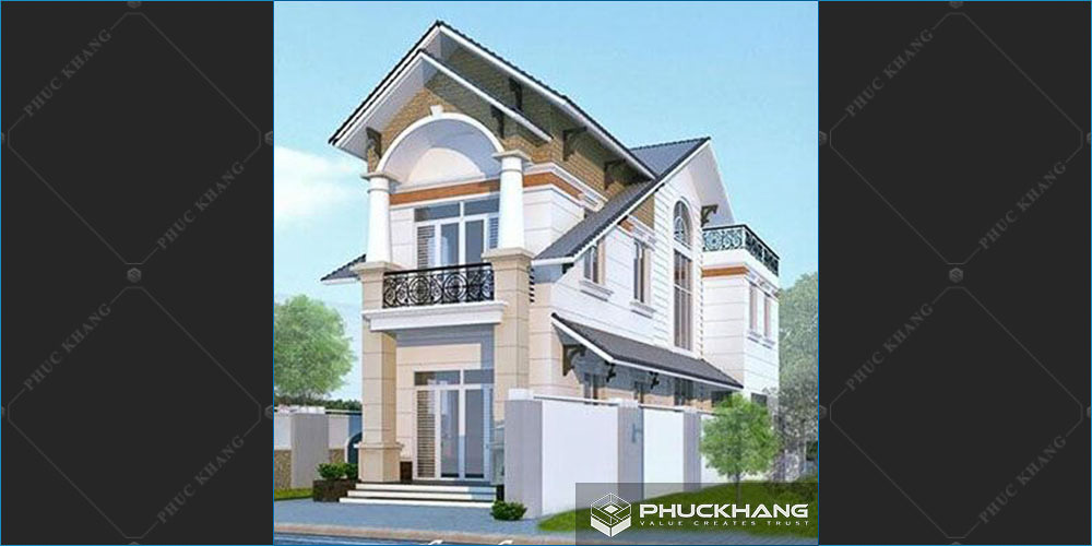 mẫu nhà mái thái 2 tầng ở nông thôn