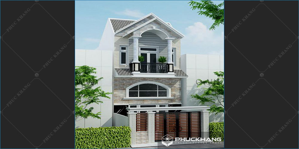 mẫu nhà mái thái 2 tầng ở nông thôn