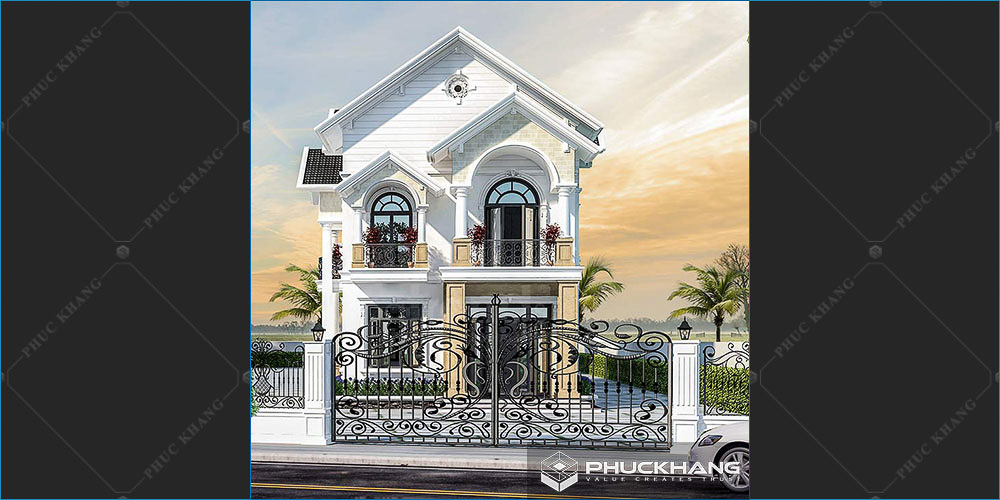 mẫu nhà mái thái 2 tầng ở nông thôn