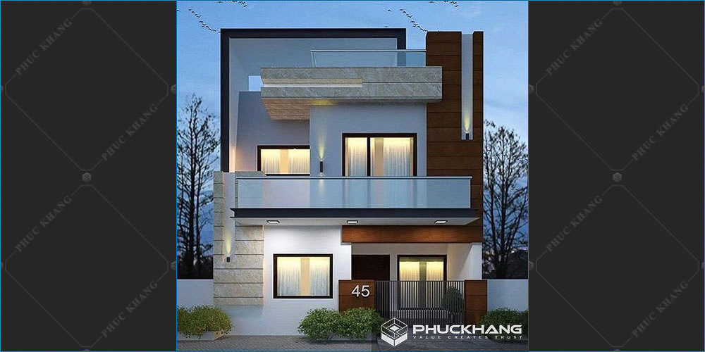 mẫu nhà 2 tầng mặt tiền 5m hiện đại