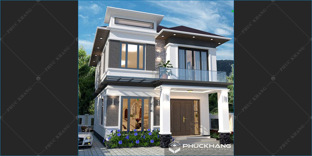 mẫu nhà 2 tầng mặt tiền 5m hiện đại