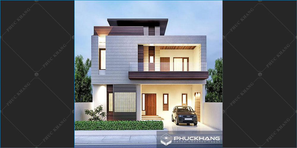 mẫu nhà 2 tầng mặt tiền 5m hiện đại