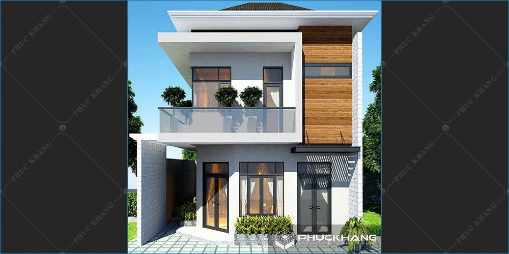 mẫu nhà 2 tầng mặt tiền 5m hiện đại