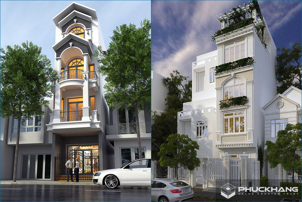 mẫu nhà 4 tầng tân cổ điển đẹp