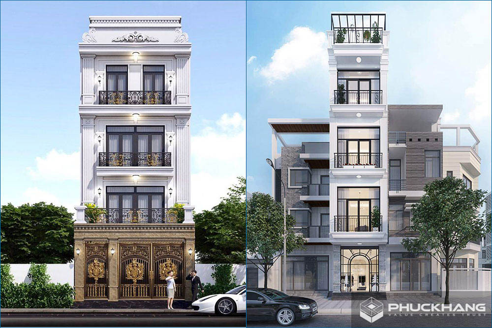 mẫu nhà 4 tầng tân cổ điển đẹp