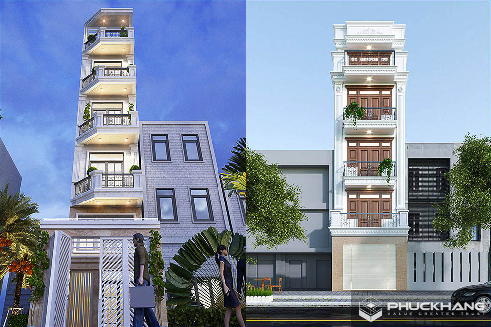 mẫu nhà 5 tầng tân cổ điển