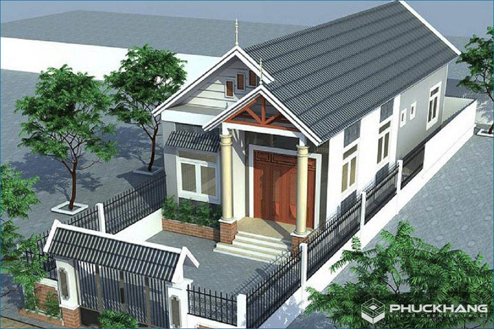 mẫu nhà cấp 4 đẹp 5x20 mái thái