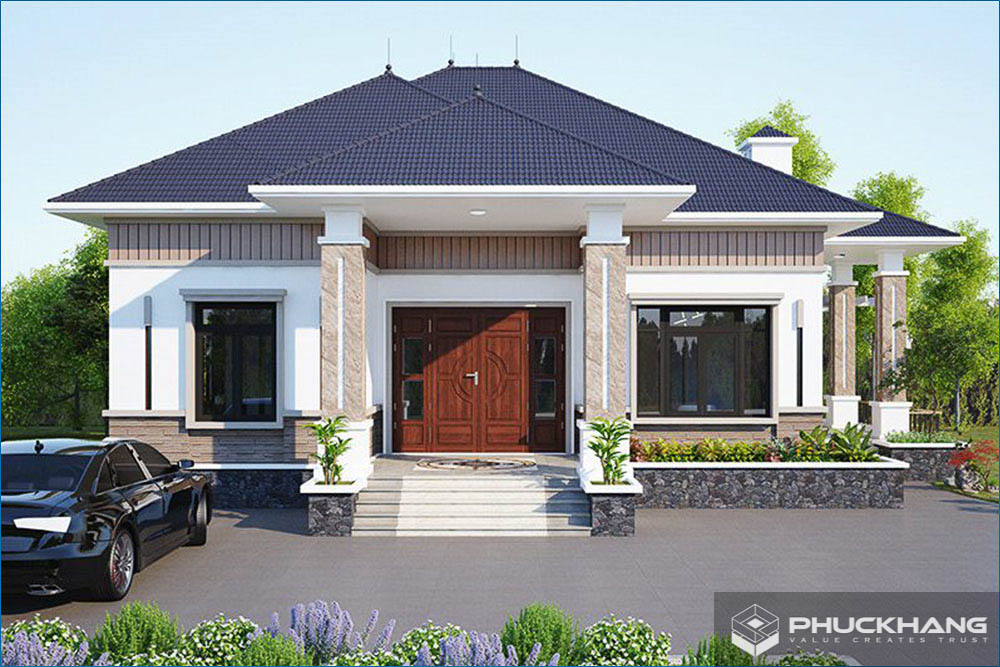 Mẫu nhà cấp 4 mái Nhật 4 phòng ngủ