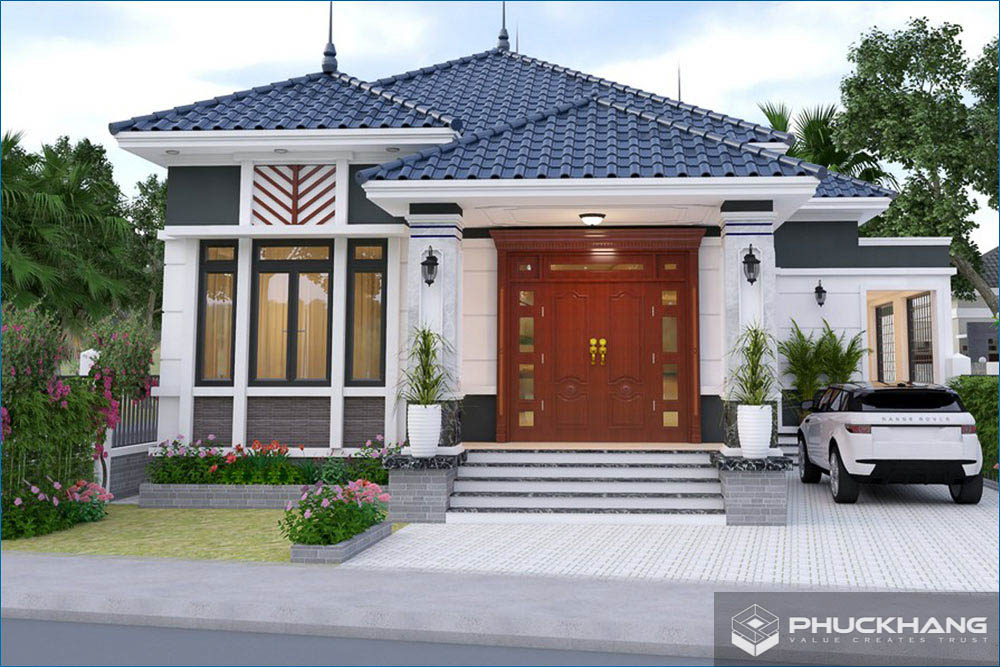 Mẫu nhà cấp 4 mái Nhật chữ L