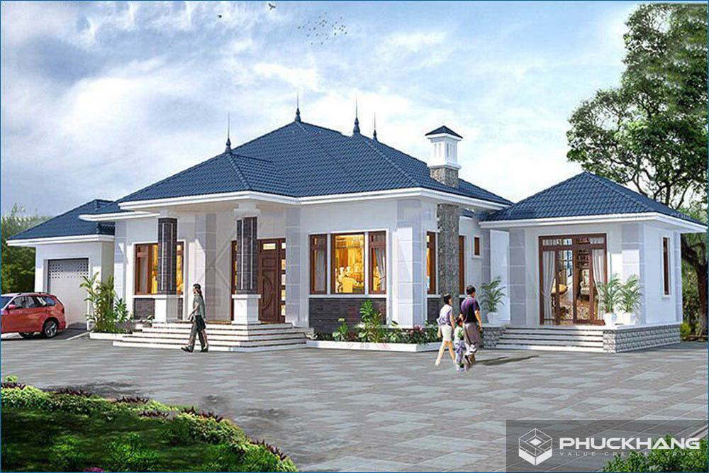 Mẫu nhà cấp 4 mái Nhật chữ L