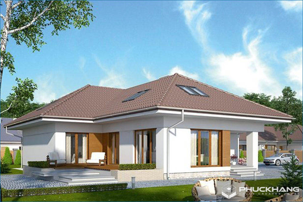 Mẫu nhà cấp 4 mái Nhật chữ L