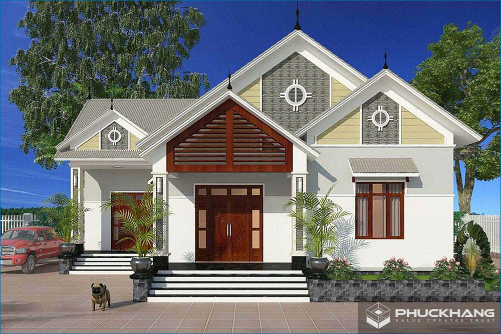 Mẫu nhà cấp 4 mái Nhật chữ L