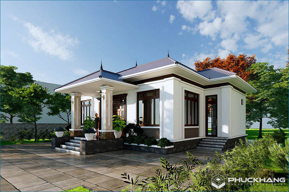 Mẫu nhà cấp 4 mái Nhật chữ L