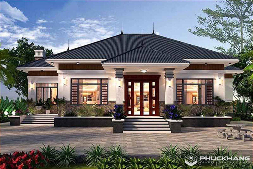 Mẫu nhà cấp 4 mái Nhật chữ L