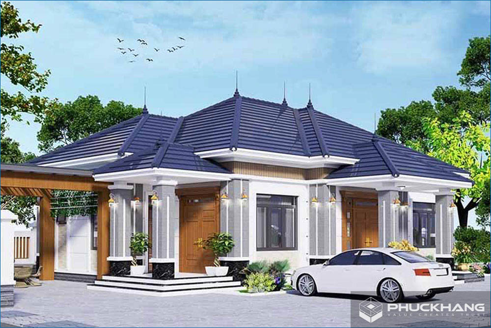 Mẫu nhà cấp 4 mái Nhật mặt tiền 5m