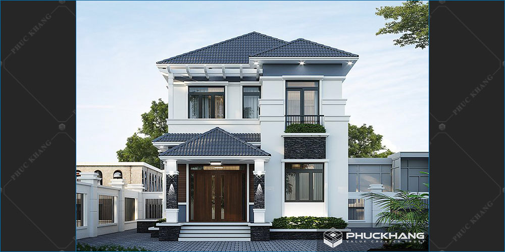 mẫu nhà 2 tầng mái nhật hiện đại