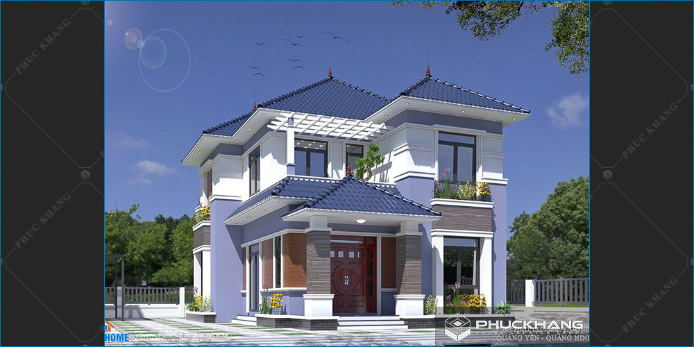 mẫu nhà 2 tầng mái nhật hiện đại
