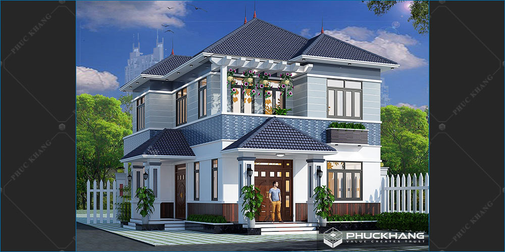 mẫu nhà 2 tầng mái nhật hiện đại