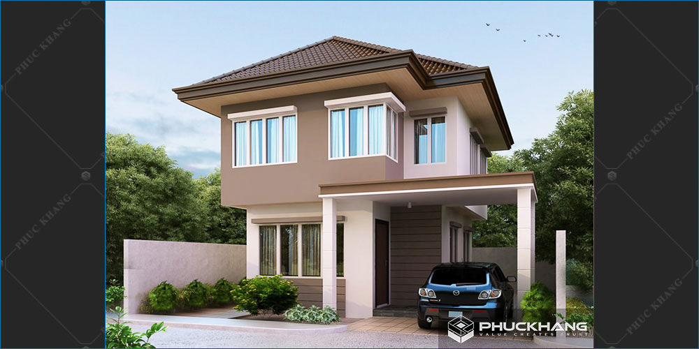 mẫu nhà 2 tầng mái nhật hiện đại