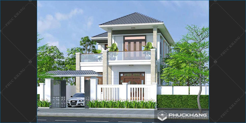 mẫu nhà 2 tầng mái nhật hiện đại