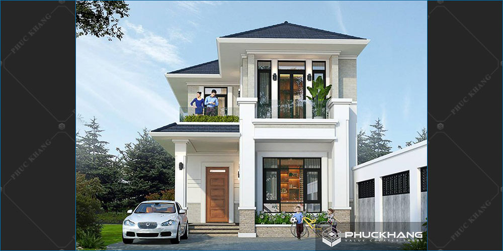 mẫu nhà 2 tầng mái nhật hiện đại