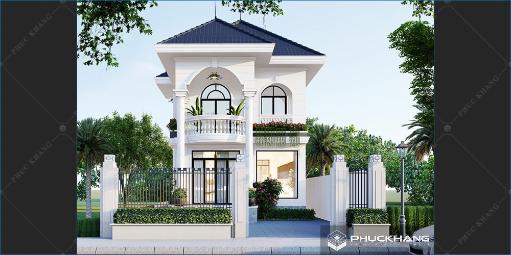 mẫu nhà mái nhật 2 tầng tân cổ điển