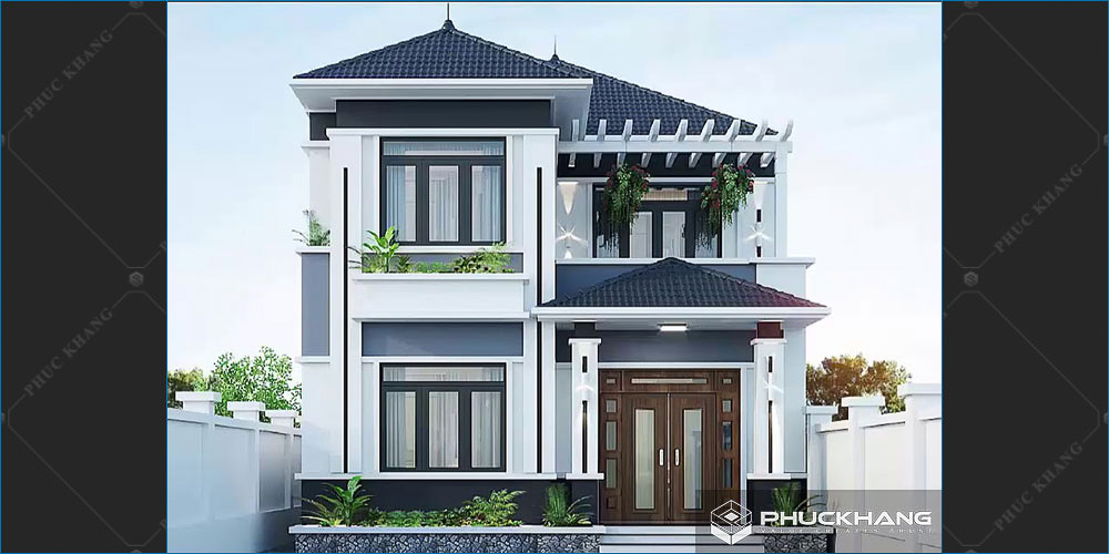 mẫu nhà mái nhật 2 tầng tân cổ điển