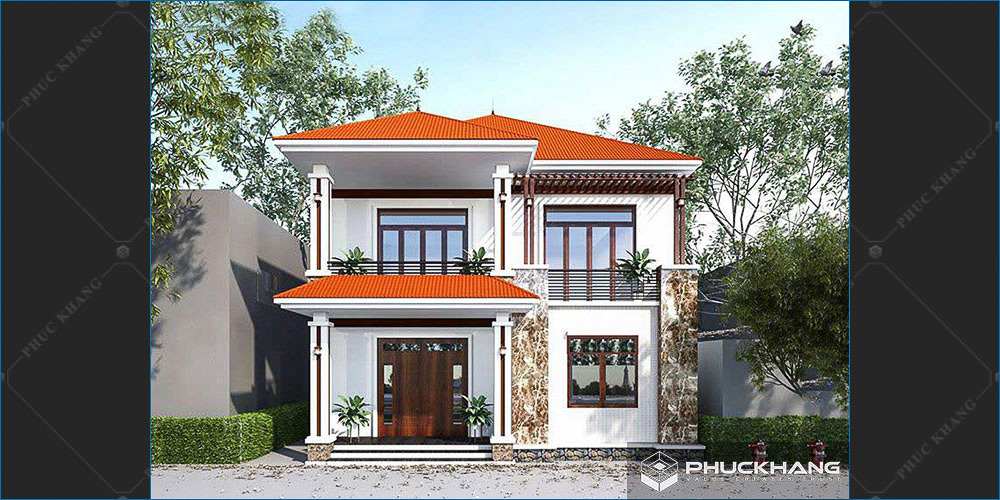 mẫu nhà mái nhật 2 tầng tân cổ điển