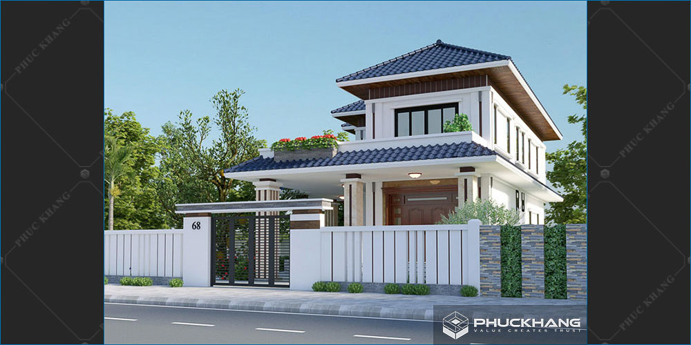 mẫu nhà mái nhật 2 tầng tân cổ điển