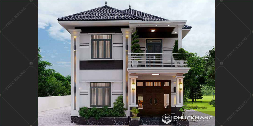 mẫu nhà mái nhật 2 tầng tân cổ điển