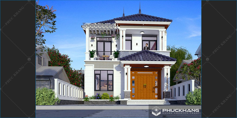 mẫu nhà mái nhật 2 tầng tân cổ điển