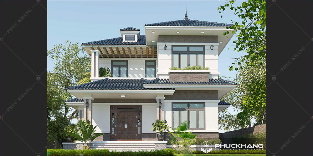 mẫu nhà mái nhật 2 tầng tân cổ điển