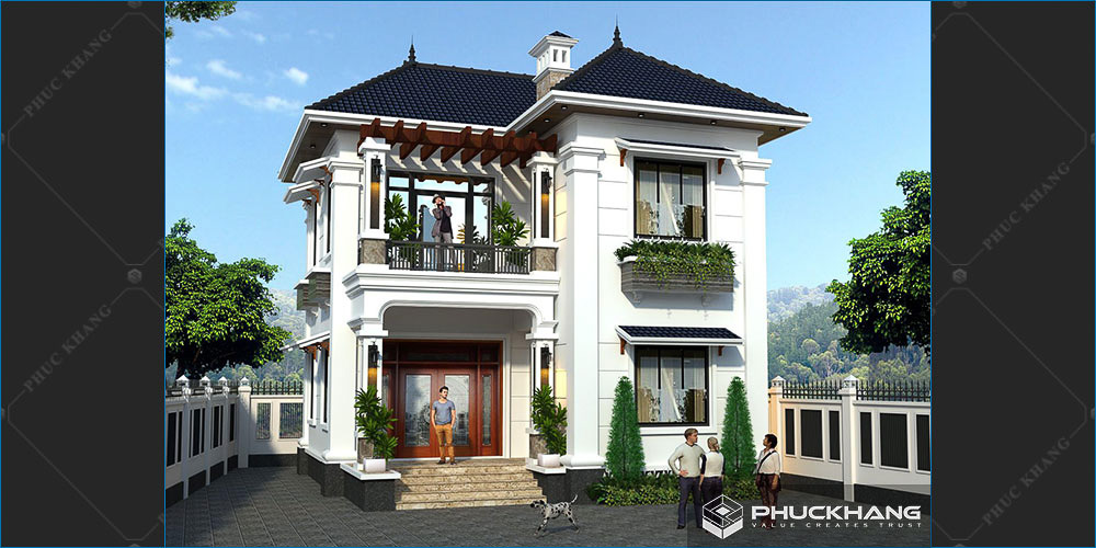 mẫu nhà mái nhật 2 tầng tân cổ điển