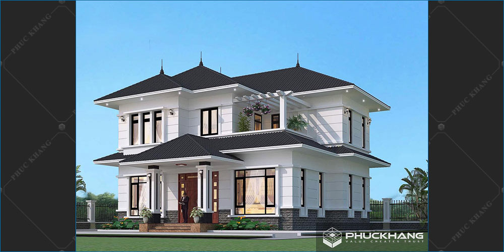 mẫu nhà mái nhật 2 tầng tân cổ điển