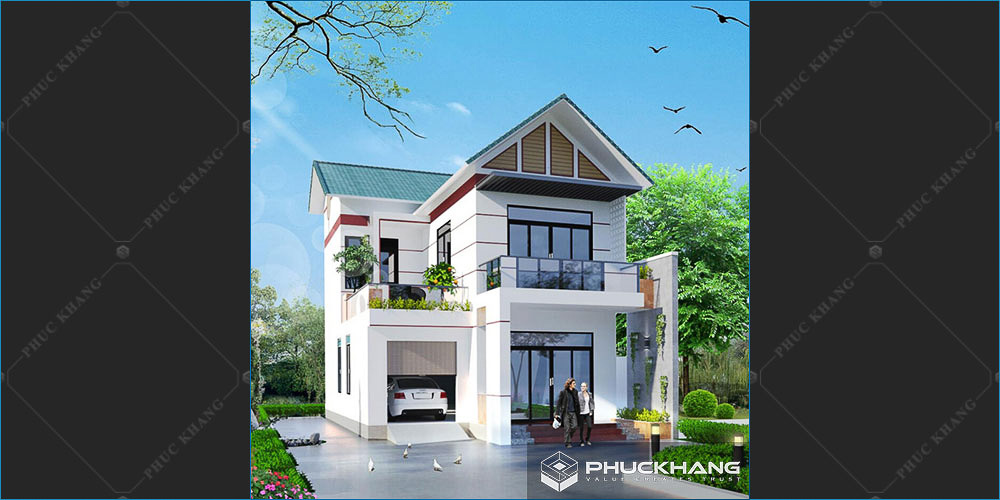 nhà mái thái 2 tầng hiện đại